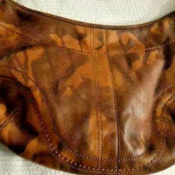 **SOLD***********Leather shoulder bag Handbag Camo Tan black brown cowgirl rodeo - Picture 5 of 8